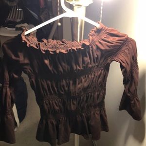 Bebe Brown Ruffles Top